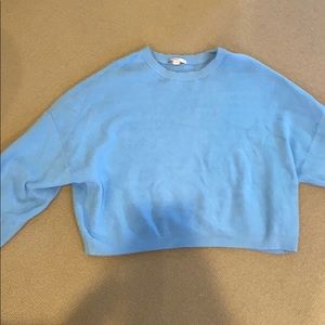 Subdued blue long sleeve cropped sweater